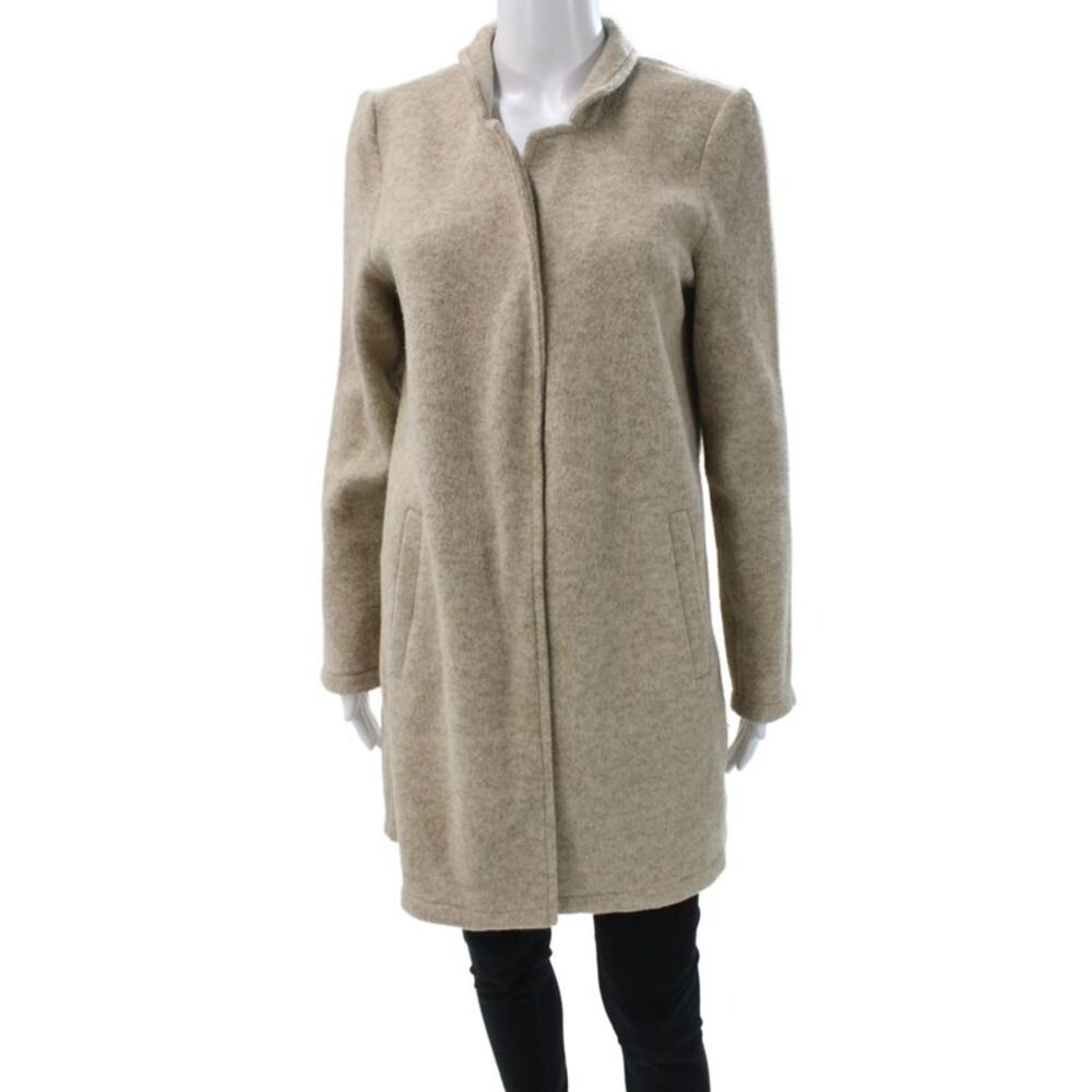 Vero Moda Womens Overcoat Beige Snap Long Sleeve Polyester Size M